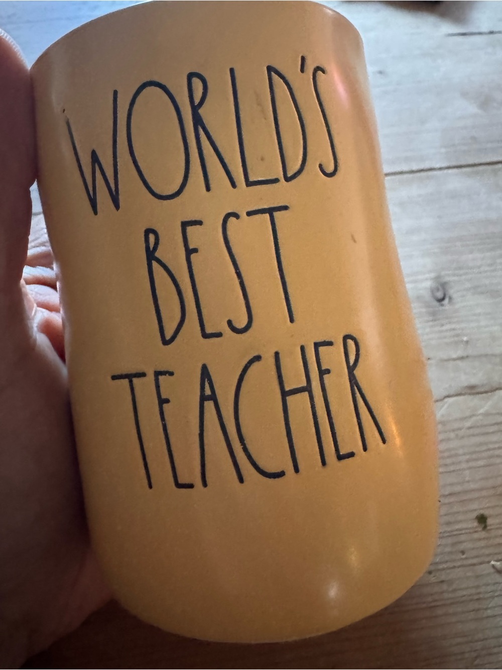 Rae Dunn Yellow "World's Best Teacher" candle